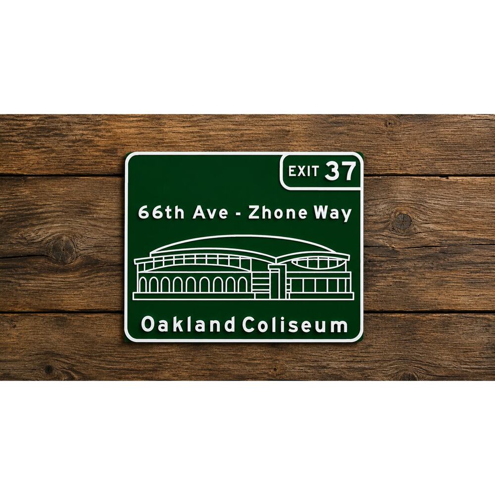 Oakland Coliseum 66th Ave Road Sign California Baseball A's Athletics Raiders